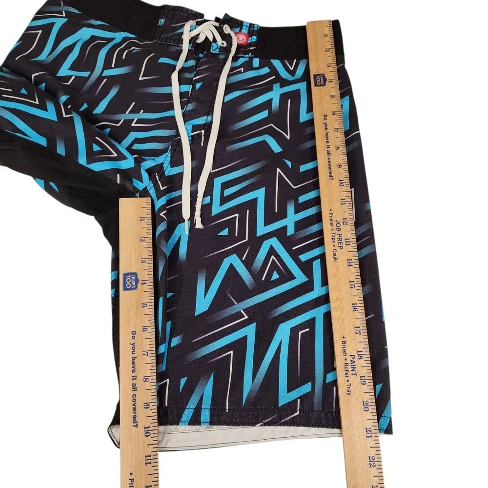 Y2K Element Board Short sz 32 Men Absrrsct Blue Geometric Swim Surf Skater Beach
